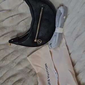 L V Inspired Black Women's Cresant Half Moon Crossbody Bag